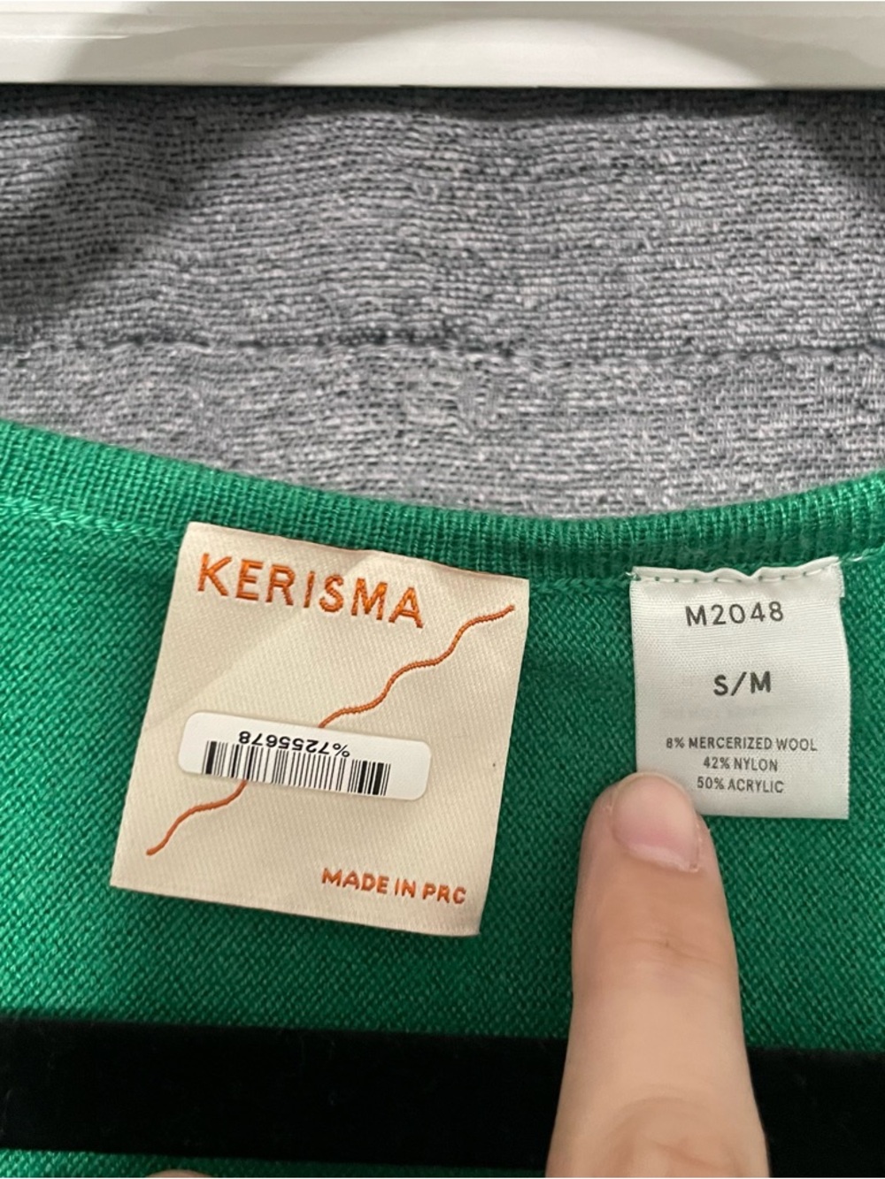 Kerisma Raven Top S/M Green Knit Boho Wool V Neck Relaxed Minimalist Flowy - Picture 4 of 4